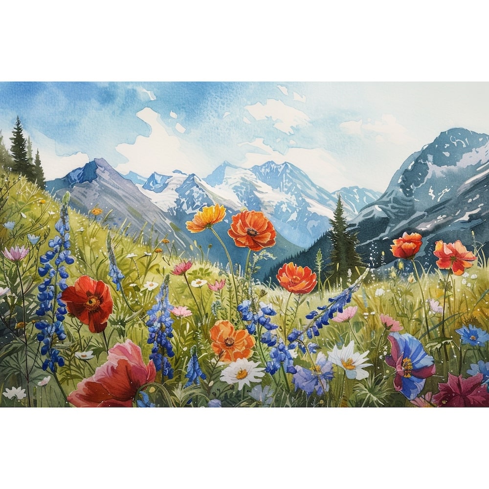 Peinture Bois Fleurs De Montagne