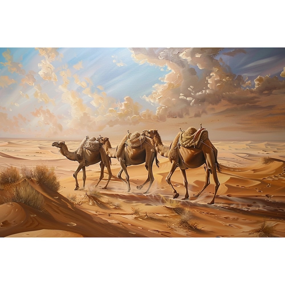 Peinture Chameaux Desert