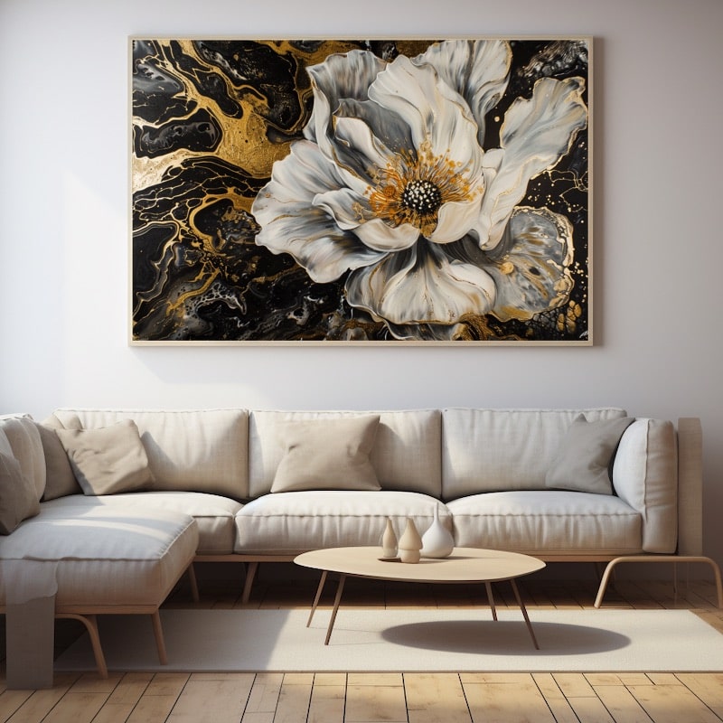 Peinture Fleur Noir Et Blanc