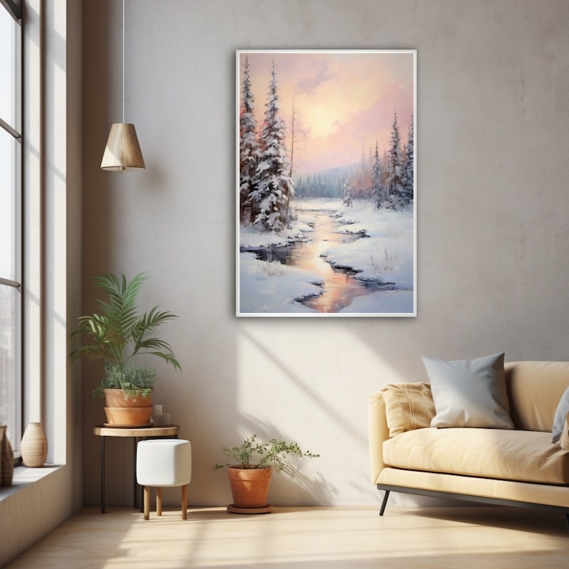 peinture huile paysage hiver