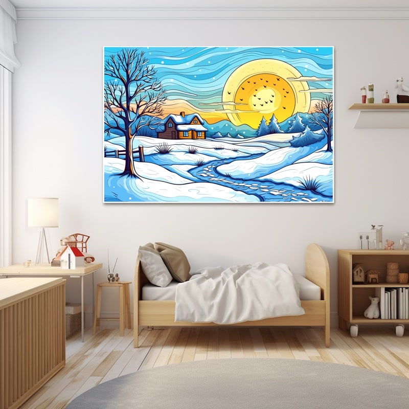peinture paysage hiver maternelle
