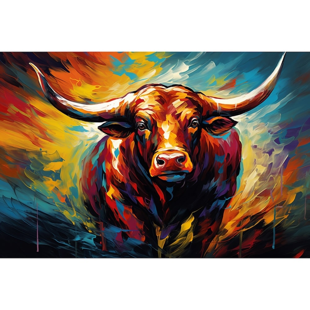 Tableau Multicolore Taureau
