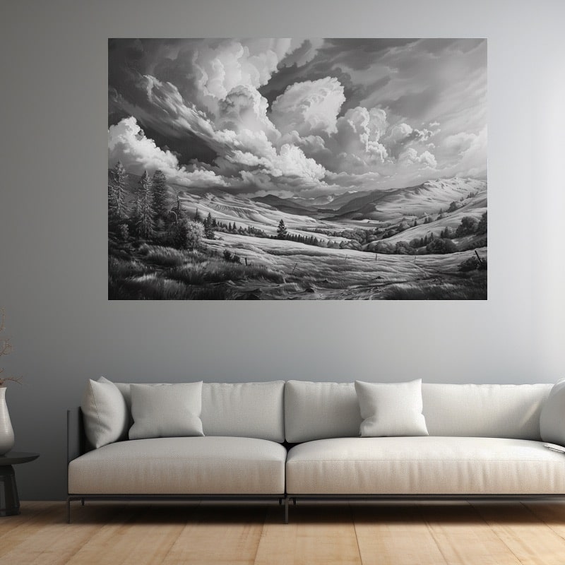 Tableau Paysage Noir Et Blanc