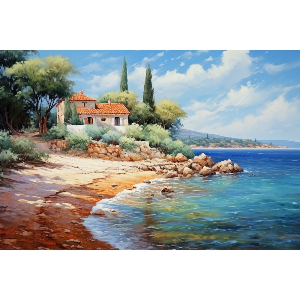 Tableau Peinture de Paysage Méditerranéen