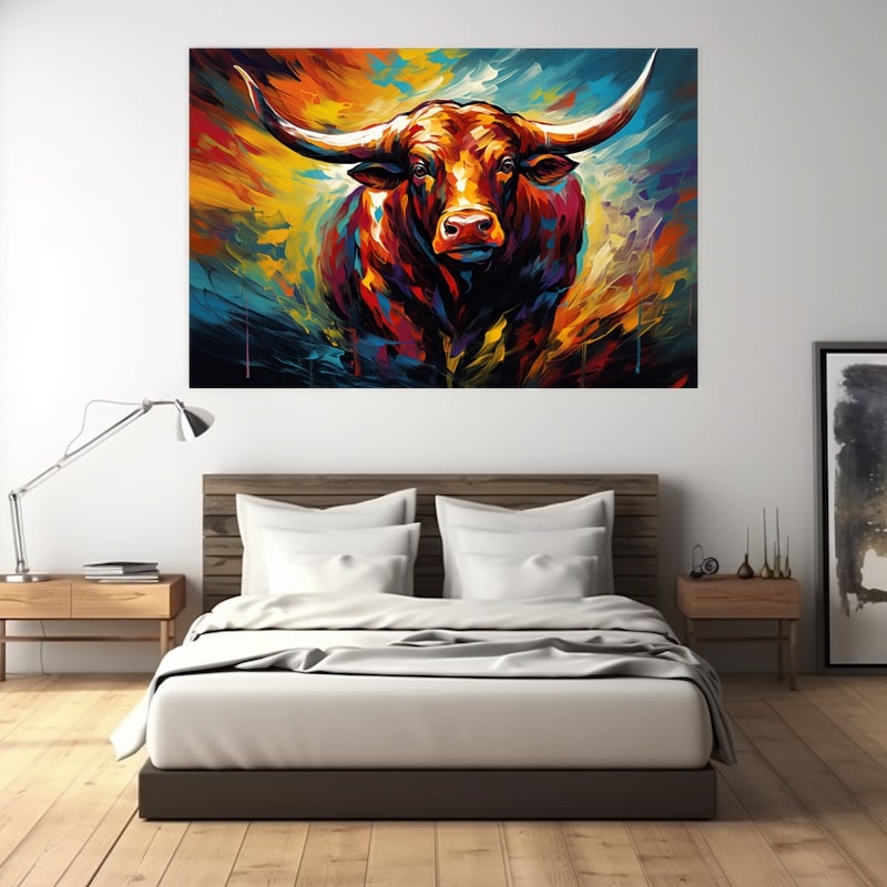 Tableau Taureau Multicolore