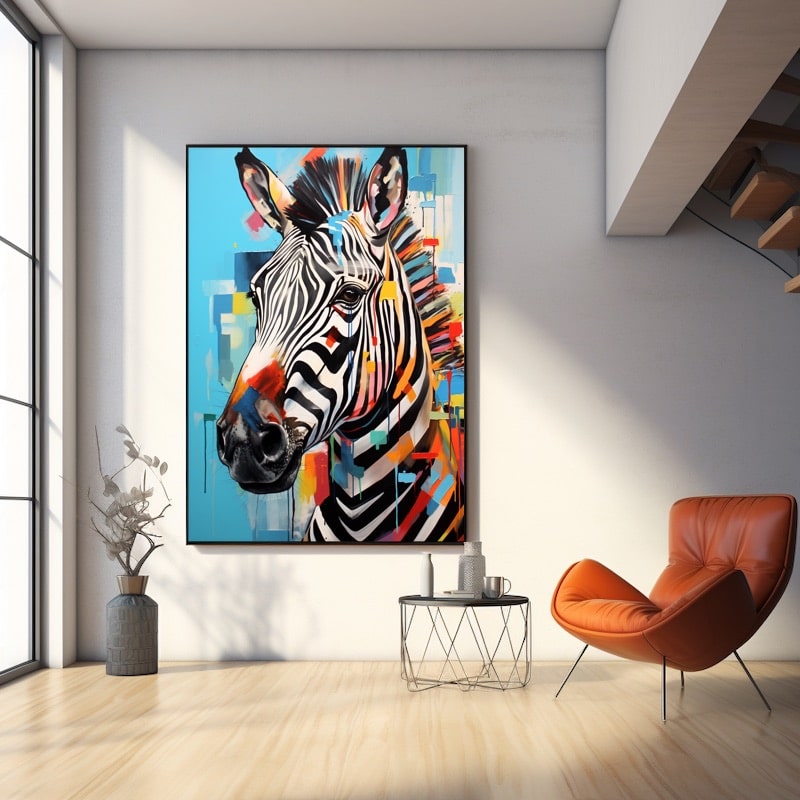 Tableau Tête De Zèbre Contemporaine