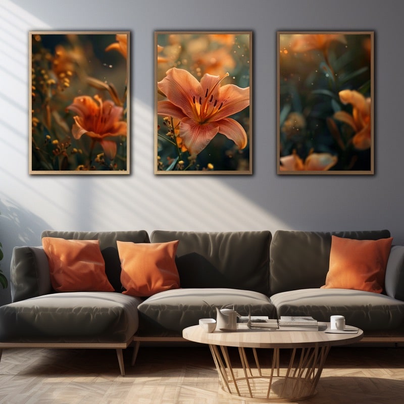 Tableau Triptyque Fleurs