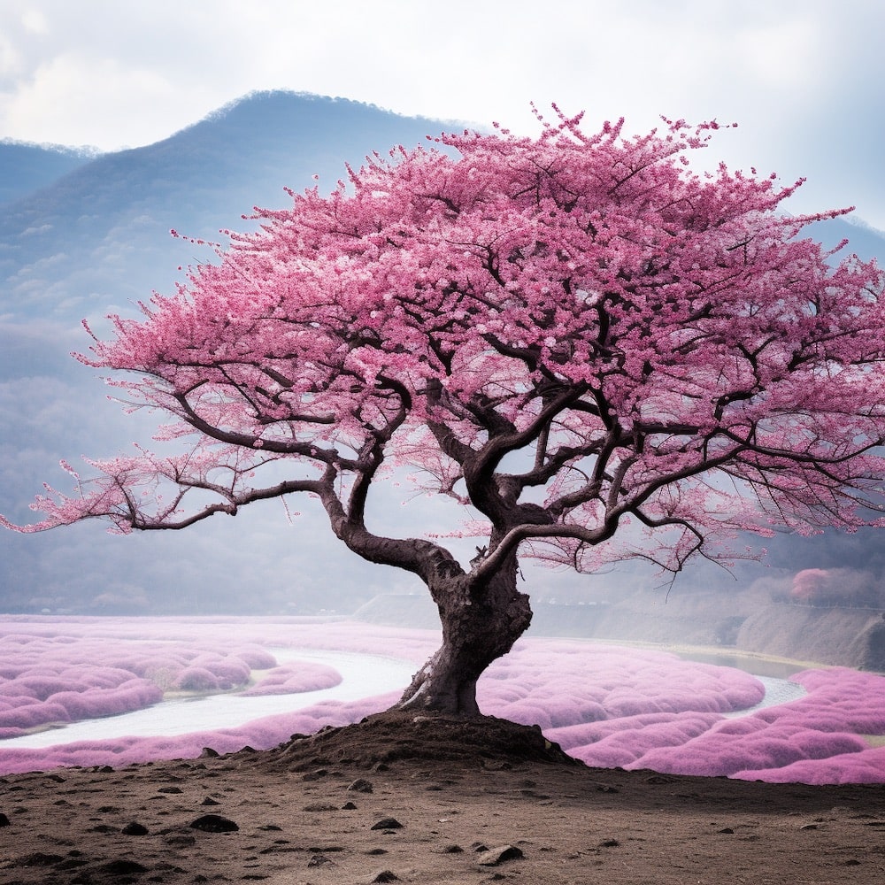 tableau un arbre cerisier japonais