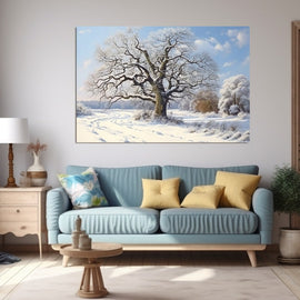 Arbre en Hiver Peinture, art mural décoration nature