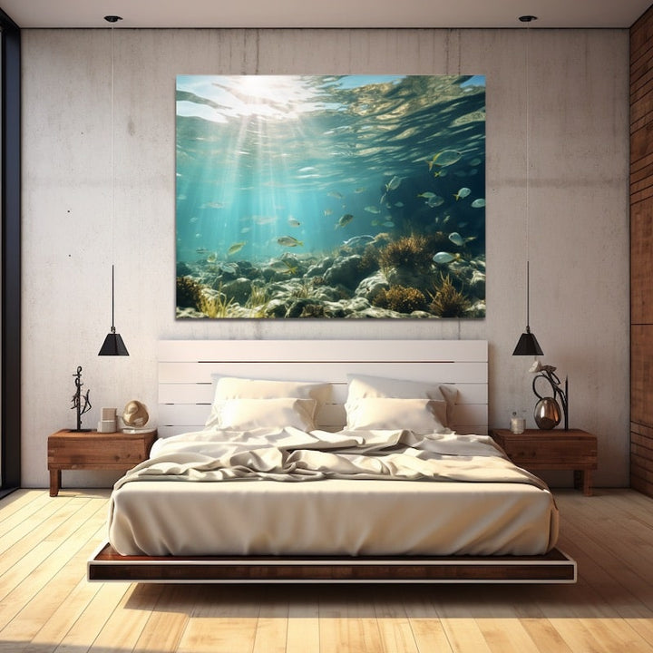 Tableau Poissons dans un Lagon, art mural décoration nature