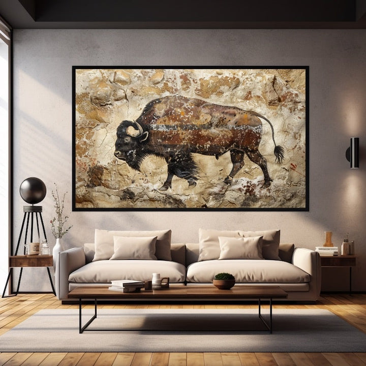 Bison Peinture Rupestre, art mural décoration nature