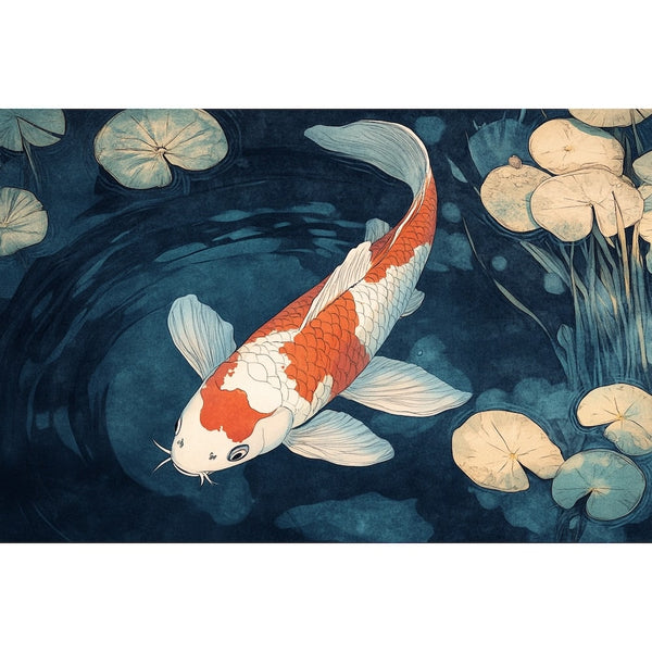 Tableau Carpe Koi, art mural décoration nature