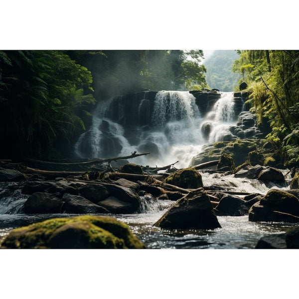Tableau Cascade en Forêt Tropicale, art mural décoration nature