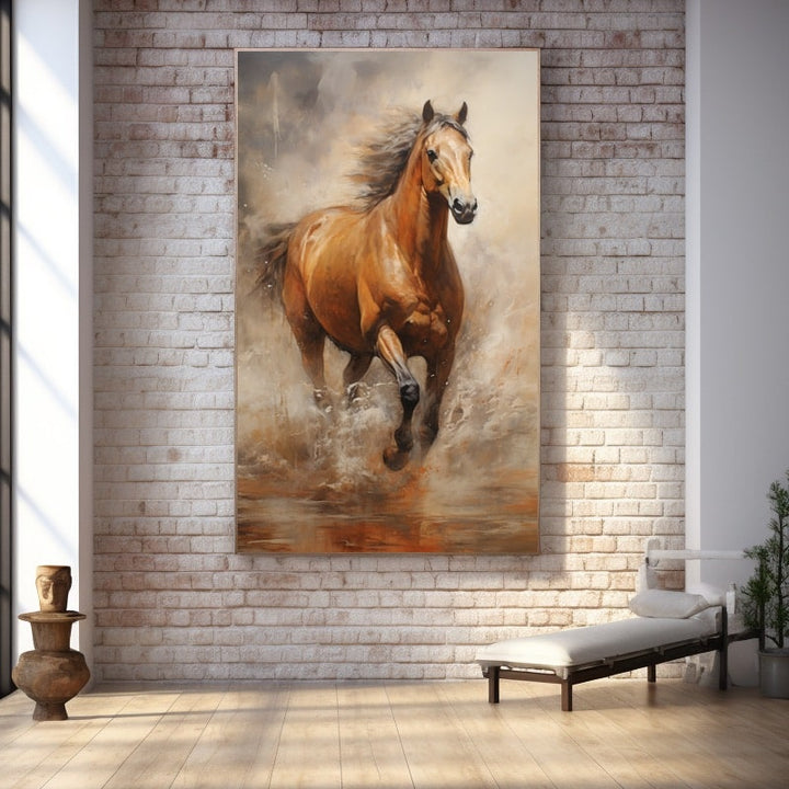 Cheval en Peinture, art mural décoration nature