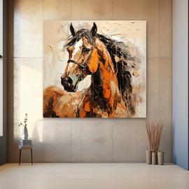 Cheval en Peinture Acrylique, art mural décoration nature