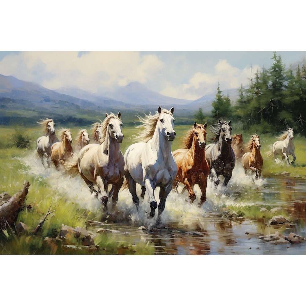 Chevaux en Peinture, art mural décoration nature