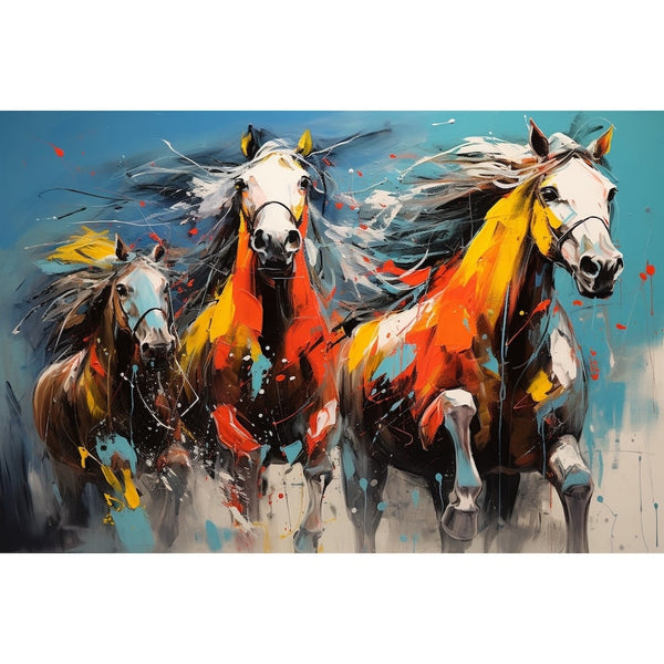 Chevaux Peinture Abstraite, art mural décoration nature
