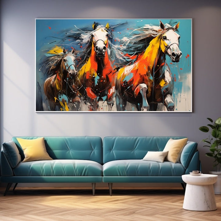 Chevaux Peinture Abstraite, art mural décoration nature