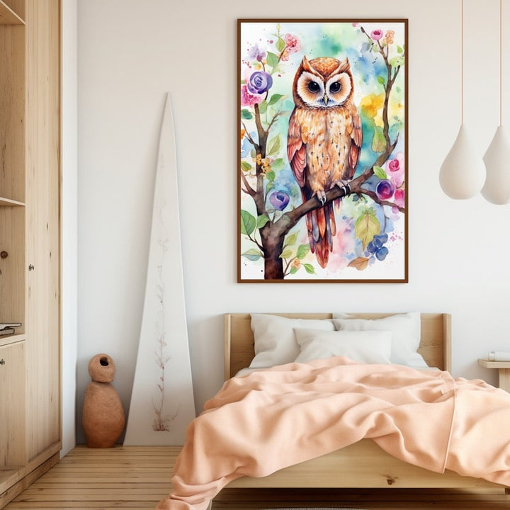Chouette Dessin Peinture, art mural décoration nature
