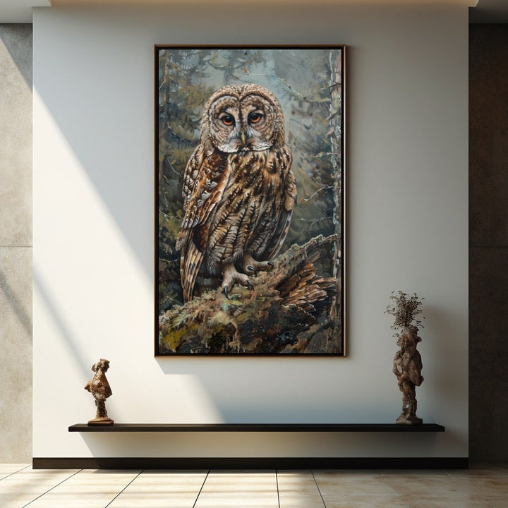 Chouette Peinture Acrylique, art mural décoration nature