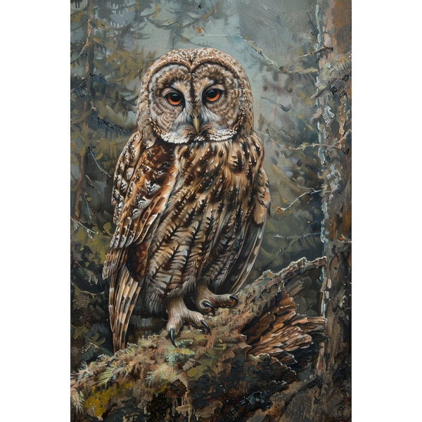 Chouette Peinture Acrylique, art mural décoration nature, vue 2