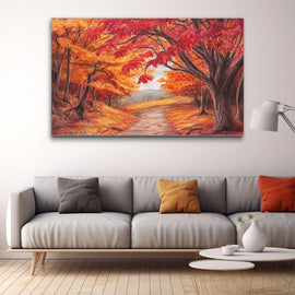 Dessin Peinture Automne, art mural décoration nature