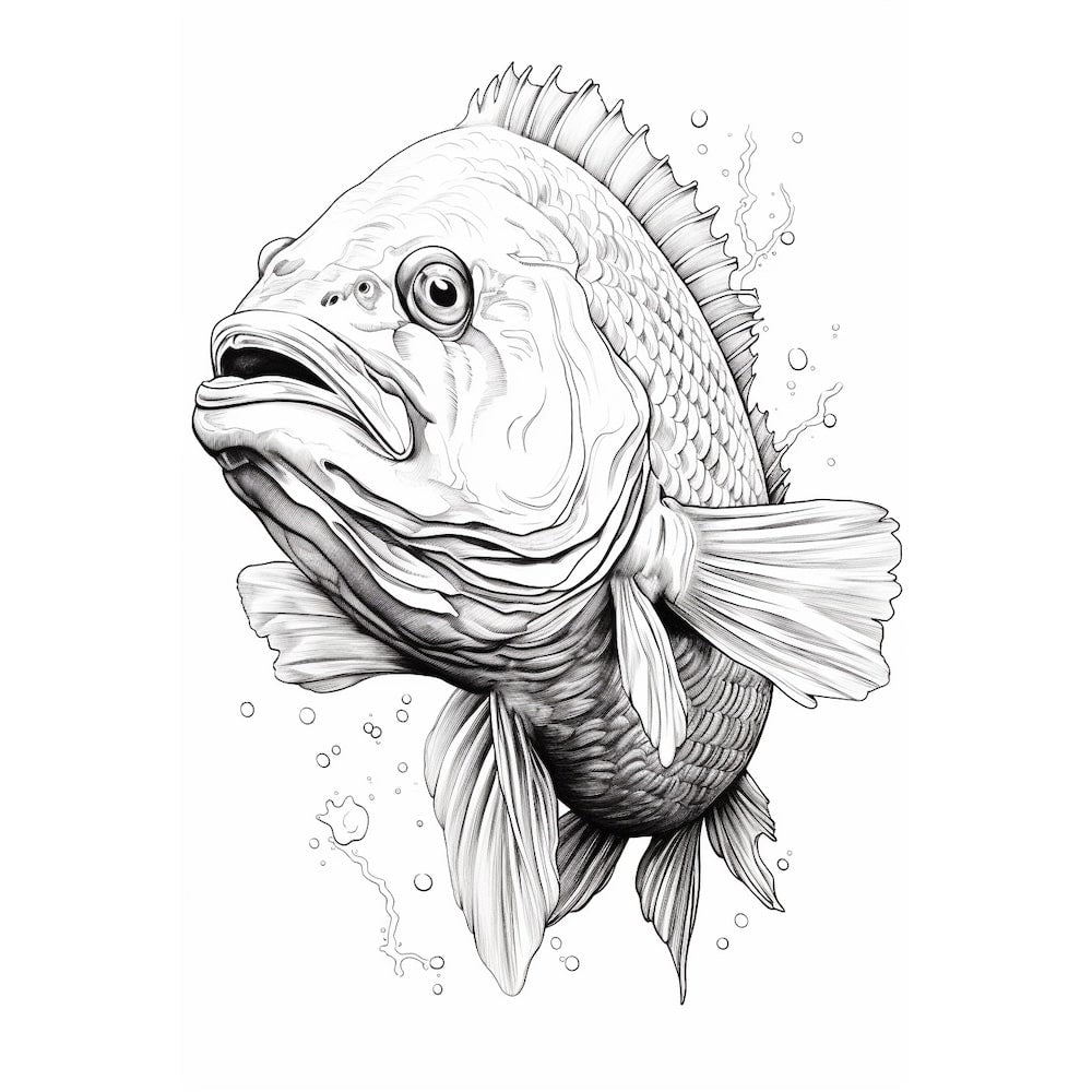 Tableau Dessin Poisson, art mural décoration nature