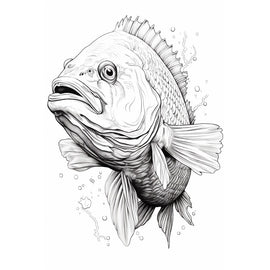 Tableau Dessin Poisson, art mural décoration nature