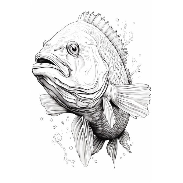 Tableau Dessin Poisson, art mural décoration nature
