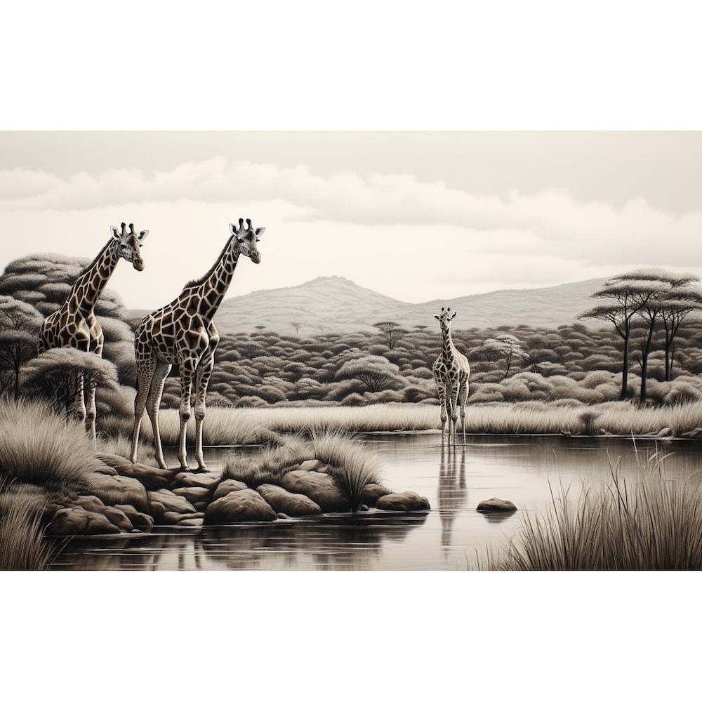 Tableaux Girafes Dessins, art mural décoration nature