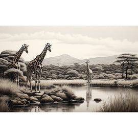 Tableaux Girafes Dessins, art mural décoration nature