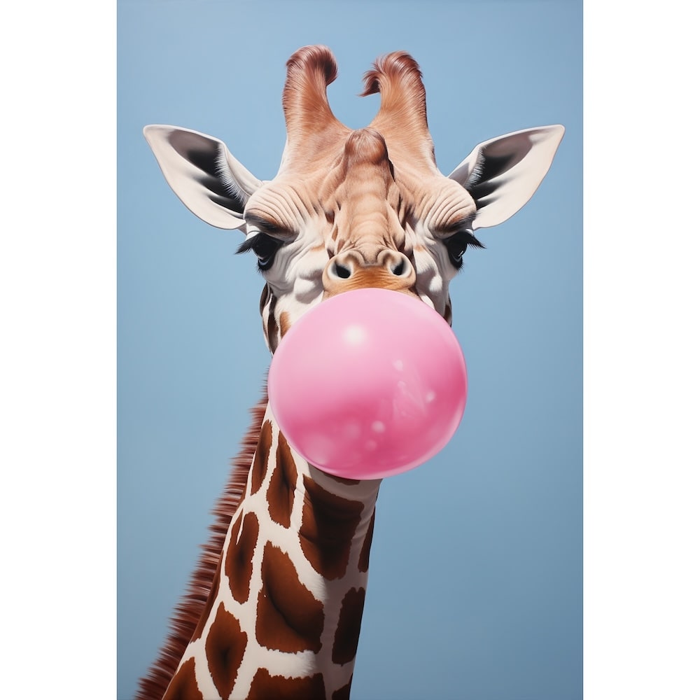 Tableau Girafe Bubble Gum, art mural décoration nature