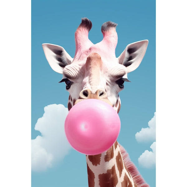 Tableau Girafe Chewing Gum, art mural décoration nature