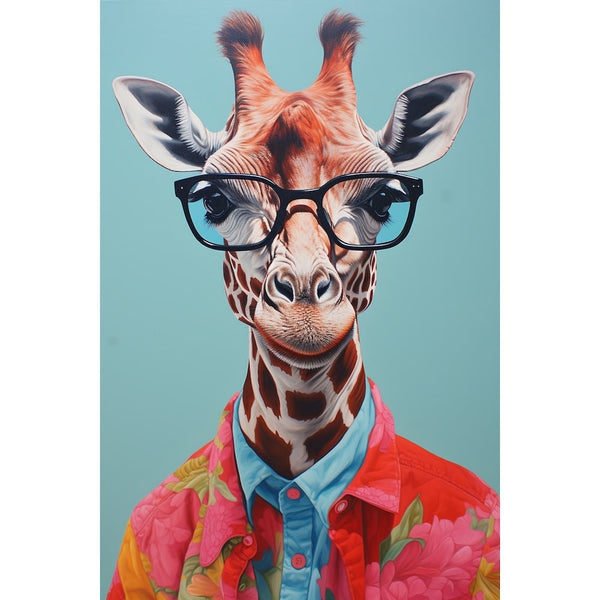 Tableau Girafe Lunettes, art mural décoration nature