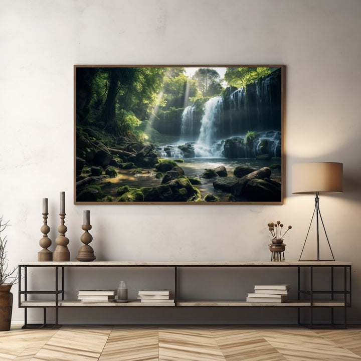 Grand Tableau Cascade, art mural décoration nature