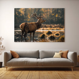 Grand Tableau Cerf, art mural décoration nature