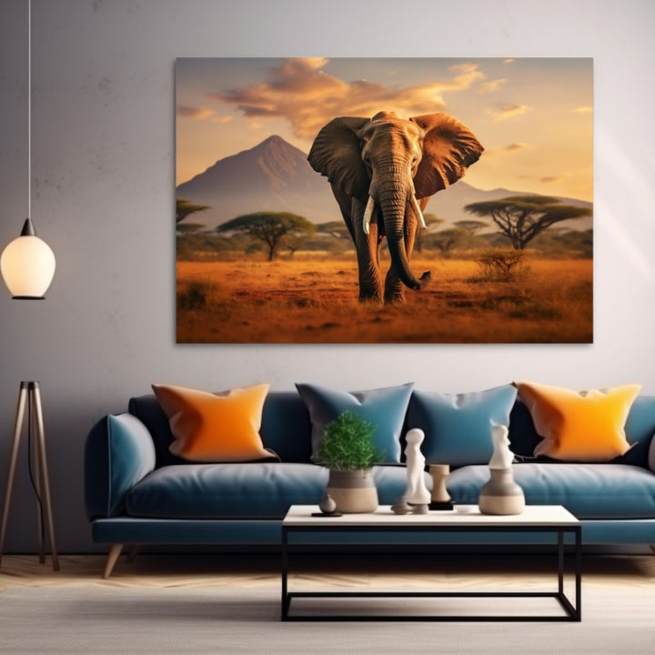 Grand Tableau Éléphant, art mural décoration nature