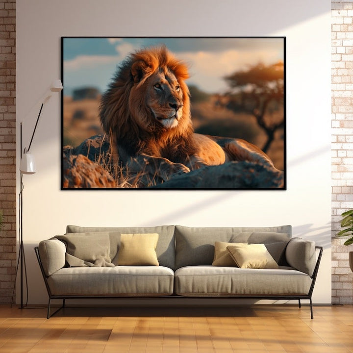 Grand Tableau Lion, art mural décoration nature