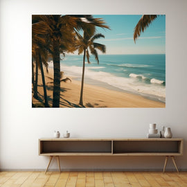 Grand Tableau Palmier Plage, art mural décoration nature