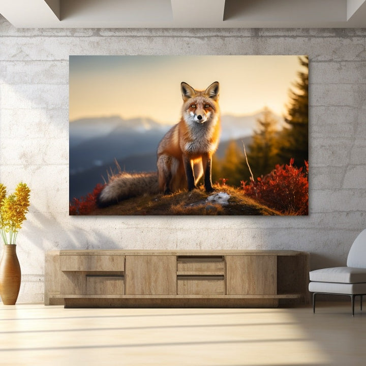 Grand Tableau Renard, art mural décoration nature