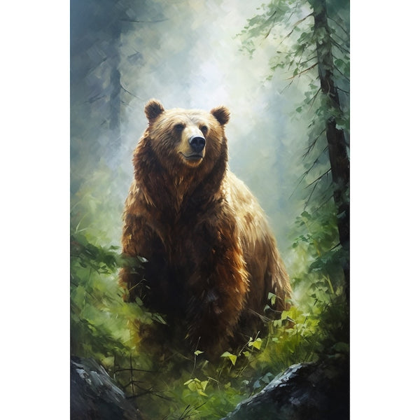 Peinture Ours en Forêt, art mural décoration nature