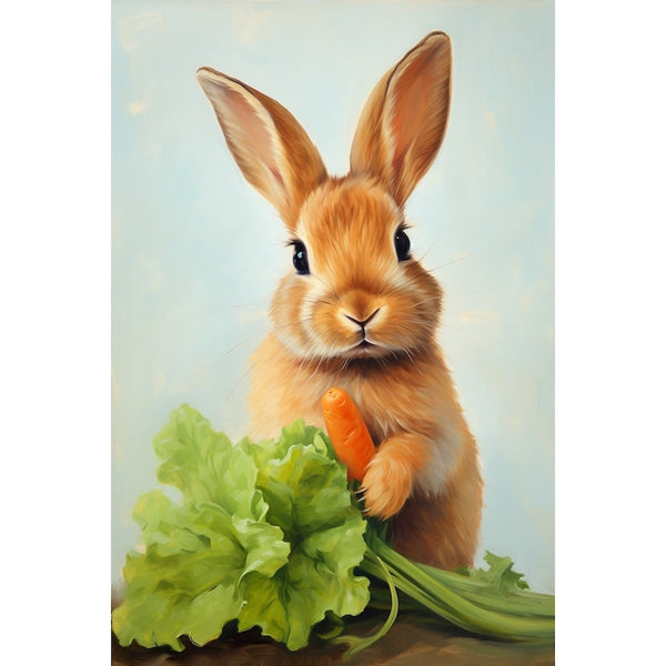 Tableau Lapin avec Carotte, art mural décoration nature