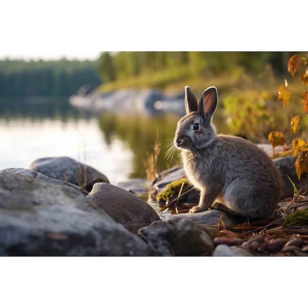 Tableau Lapin Gris, art mural décoration nature