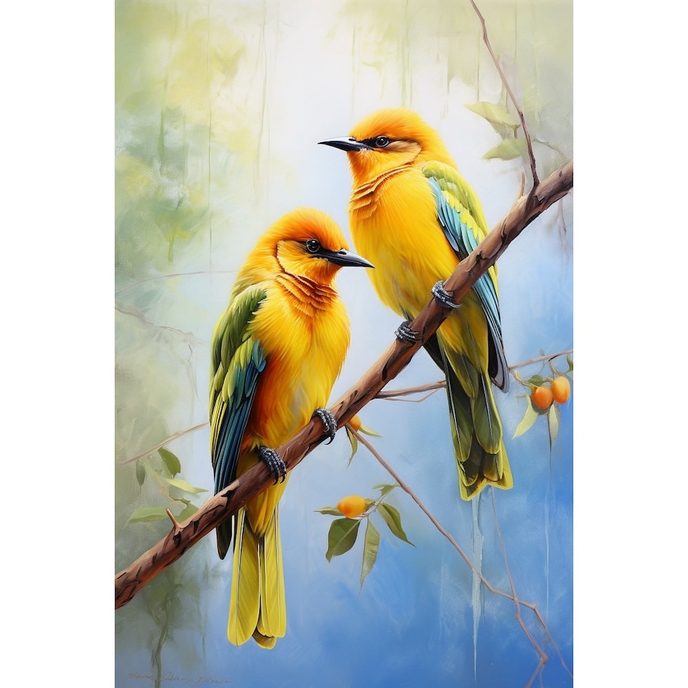 Tableau les Oiseaux, art mural décoration nature, vue 2