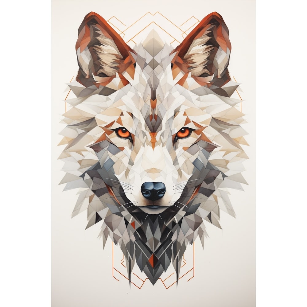 Tableau Loup Géométrique, art mural décoration nature