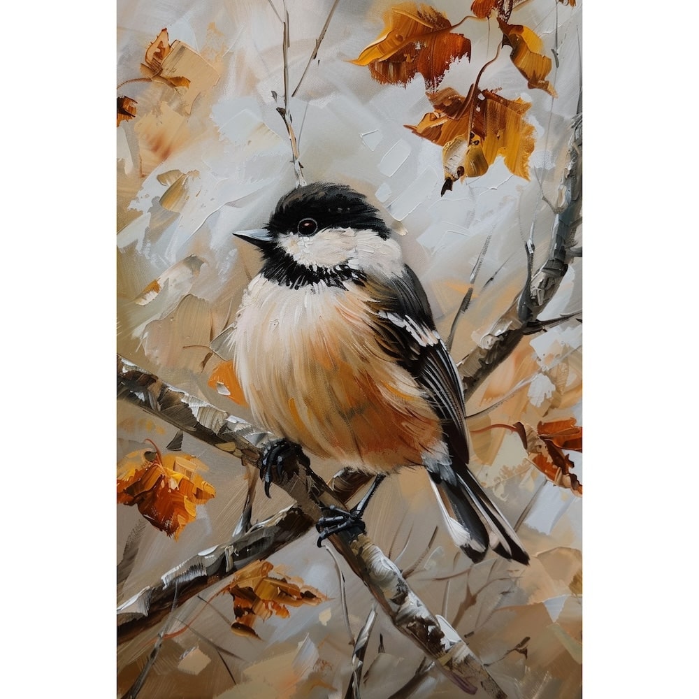 Peinture Mésange, art mural décoration nature, vue 2