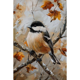 Peinture Mésange, art mural décoration nature, vue 2