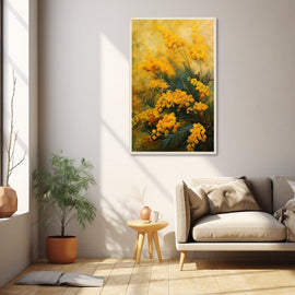 Peinture Mimosa Jaune en Fleurs, art mural décoration nature