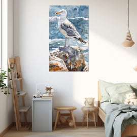 Mouette Peinture Aquarelle, art mural décoration nature