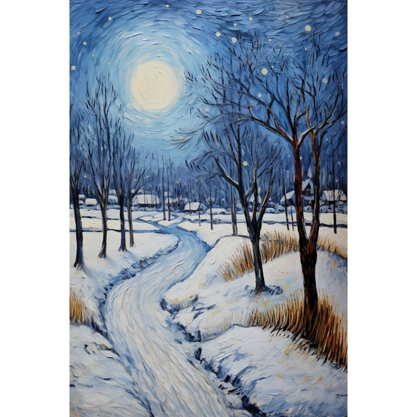 Peinture Nuit d'Hiver Tourbillonnante, art mural décoration nature